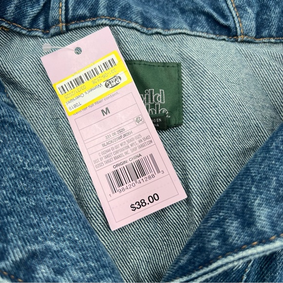 Wild Fable Womens Oversized Hooded Denim Jacket Medium Wash Blue Cotton M New - Picture 3 of 9